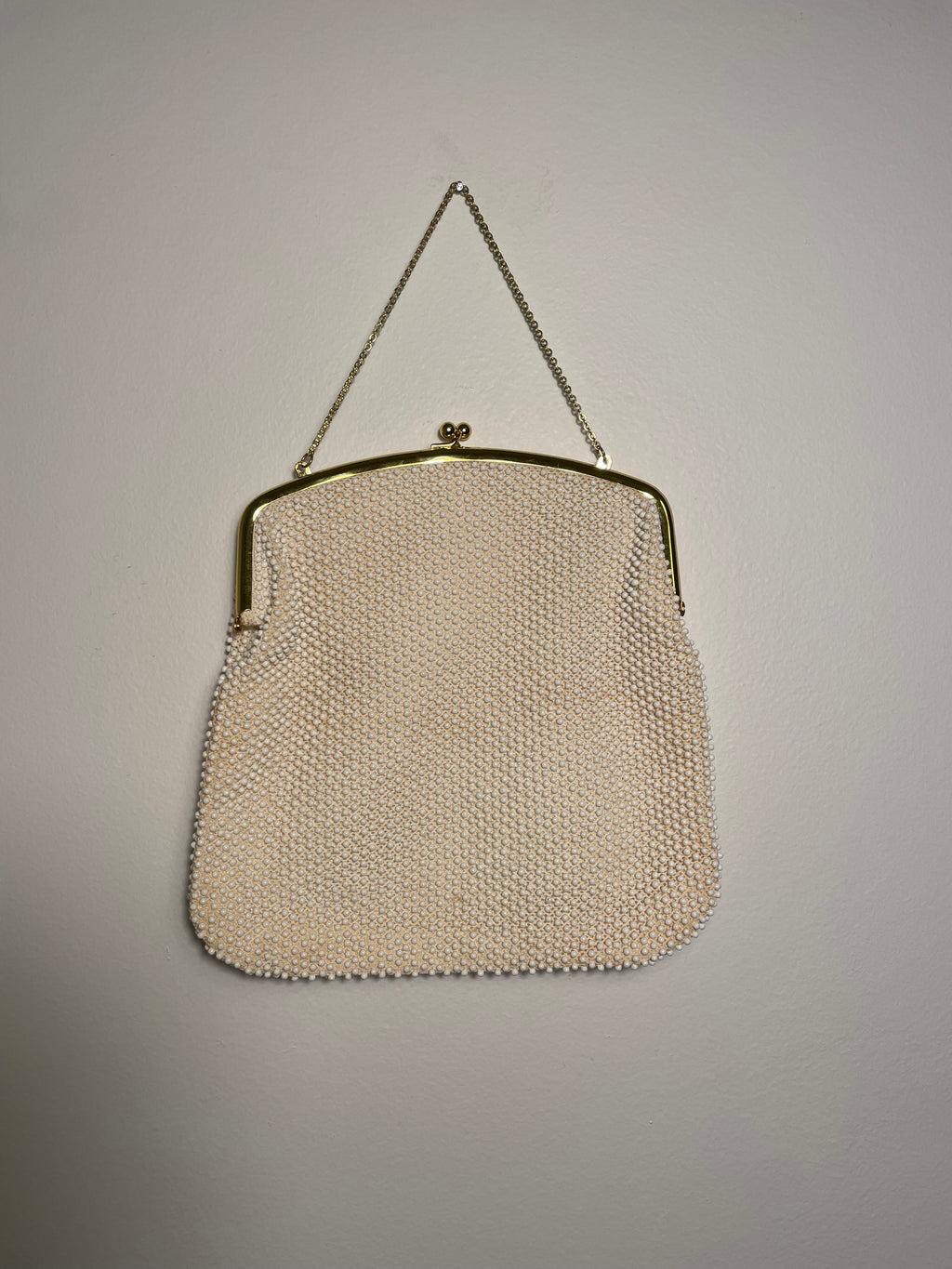 1960's white beaded purse